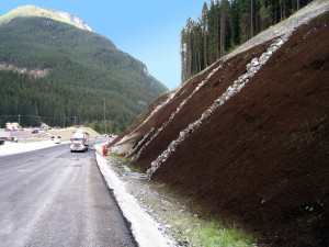 Slope Stabilization on steep slope beside highway